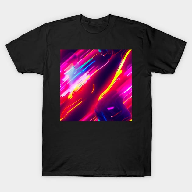 cyberpunk digital abstraction wires colorfull futuristic electronics T-Shirt by SJG-digital
